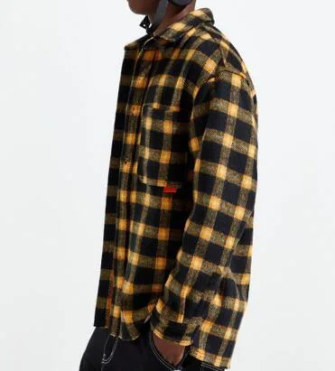 New Simple Design Red Plaids Flannel Long Sleeve Shirt