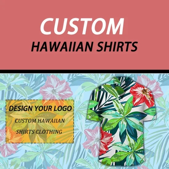 Conception imprimée personnalisée drôle 100 % coton chemise hawaïenne à manches courtes pour hommes