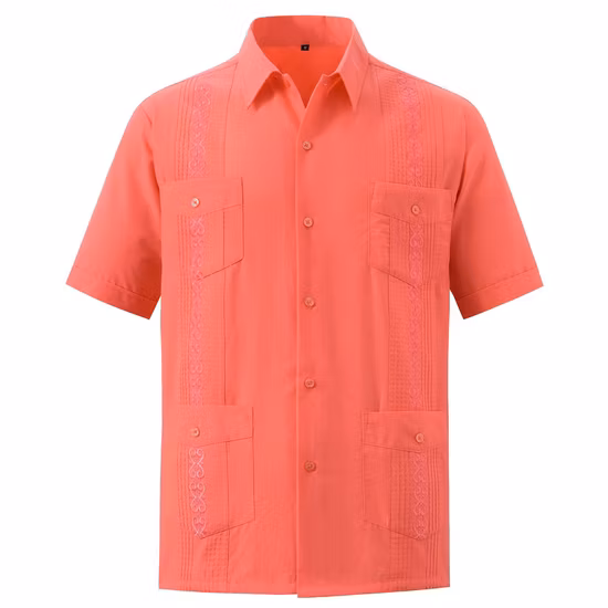 Chemise Guayabera cubaine 100 % Ramie à manches courtes pour hommes