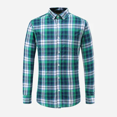 Adoptez la sophistication avec une chemise standard à carreaux verte pour homme